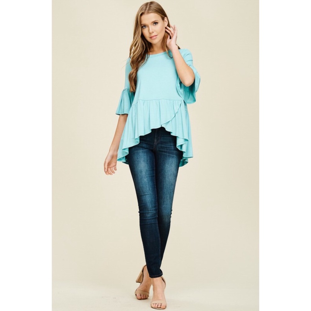 LAST 1🆕5⭐️Gorgeous Bell Sleeve Ruffle Top - Picture 2 of 7